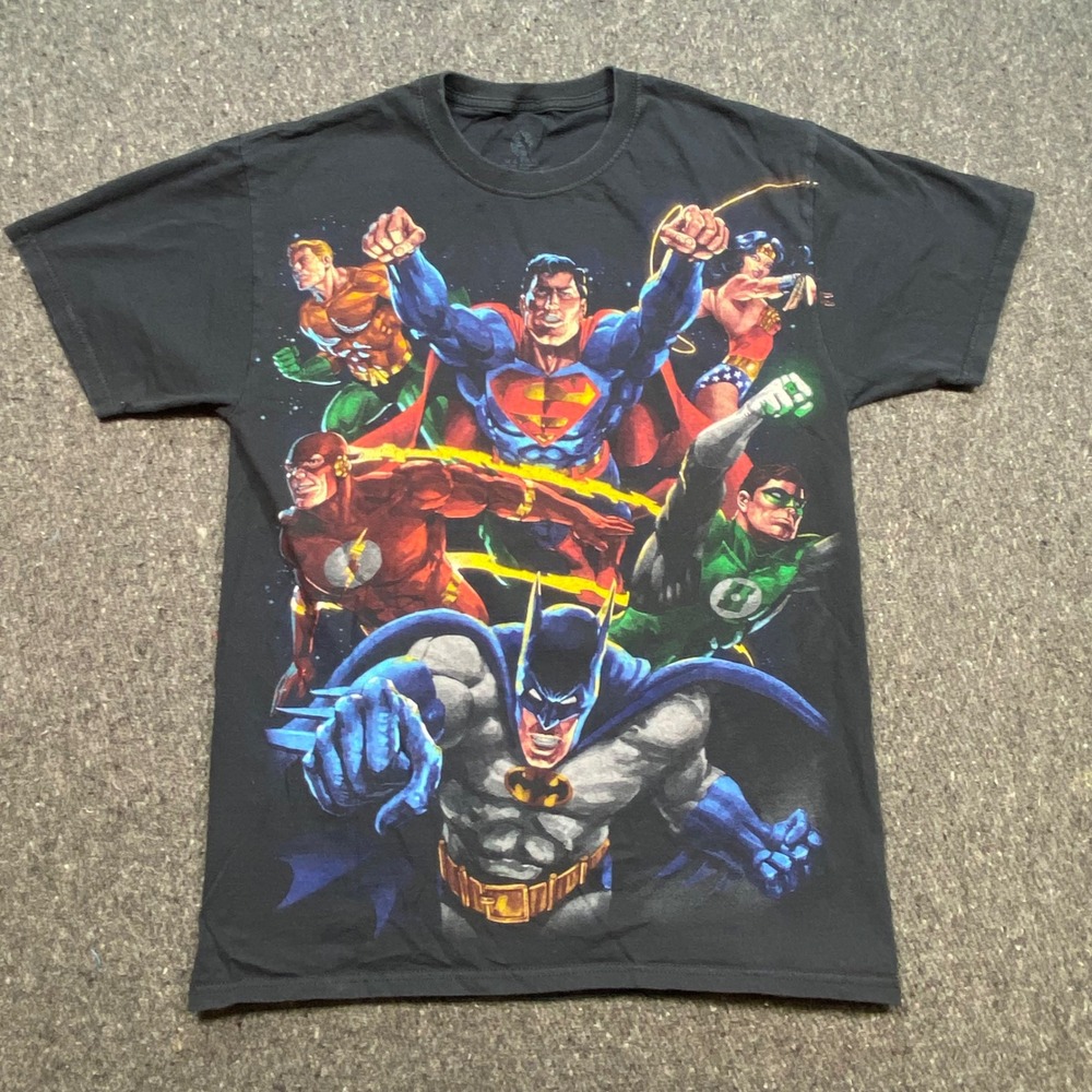 DC Comics Justice League Shirt Sz M Men‎ Skater Batman Superman Joker reversible